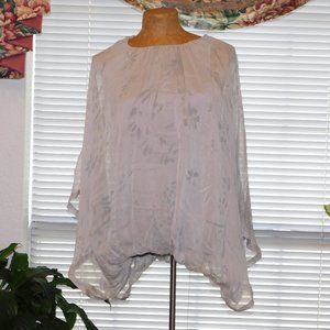 NWT Gray Print Silk Blouse BACI One Size O/S S M L  Made in Italy